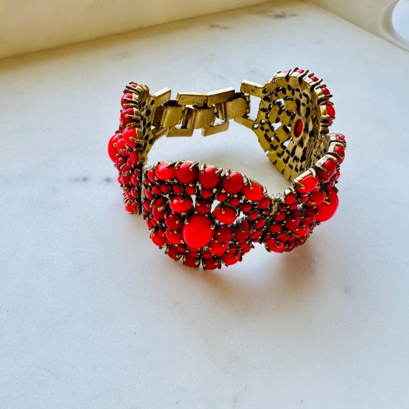 Stella & Dot  |  Statement Bracelet Cabochon Orange & Red - Picture 3 of 7